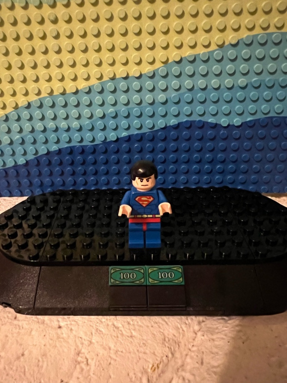 Lego Blue Superman Minifigure with Black Hair